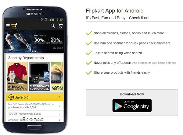 flipkart Android App ko Install karo free me online shoping ke liye