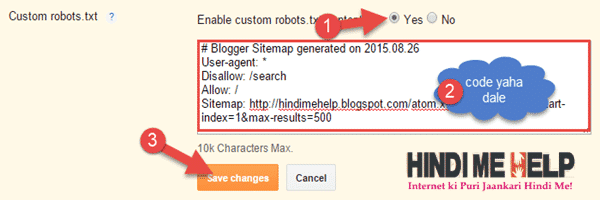 apna code generate karke blogger ke robot txt me add kare