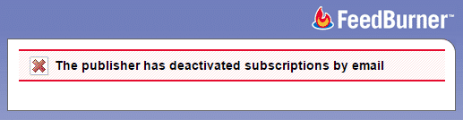 email subscription error message in feedburner