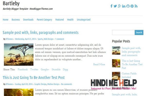 Bartleby Responsive Blogger Template hindi me help