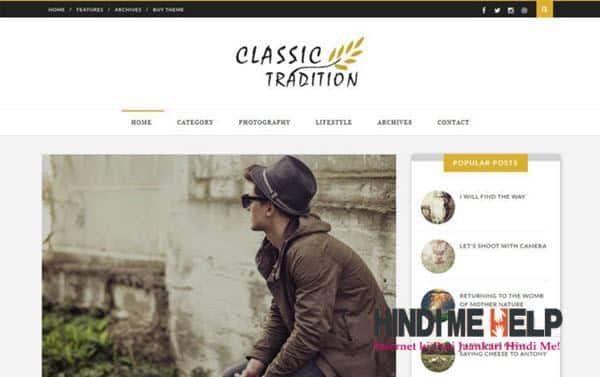 Classic Tradition Travel Blogger Template hindi me help