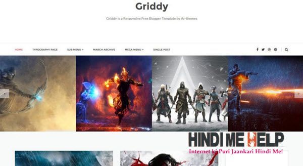 Griddy Responsive Blogger Template hindi me help