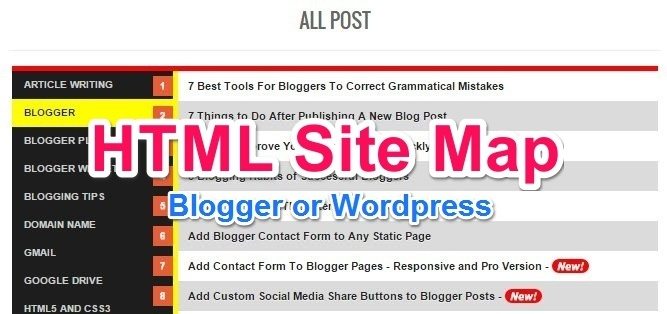 HTML Sitemap Page kaise banaye Blogger or WordPress me uski jankari