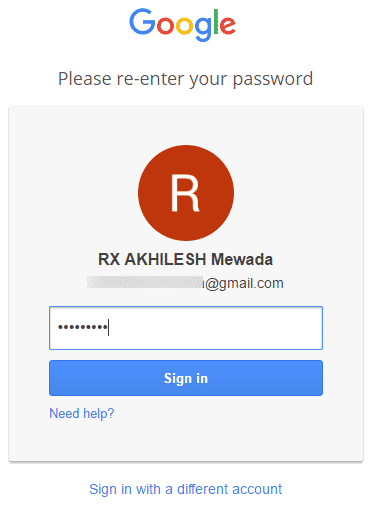 double se apna password dale gmail id ka