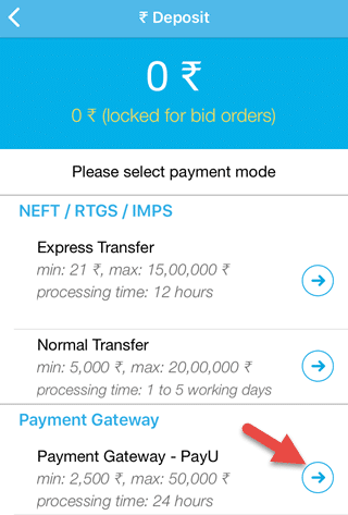 payU net Banking select kare zebpay me