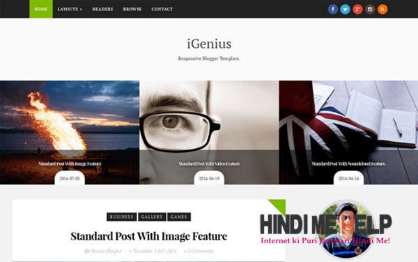 IGenius Responsive Blogger Template hindi me help