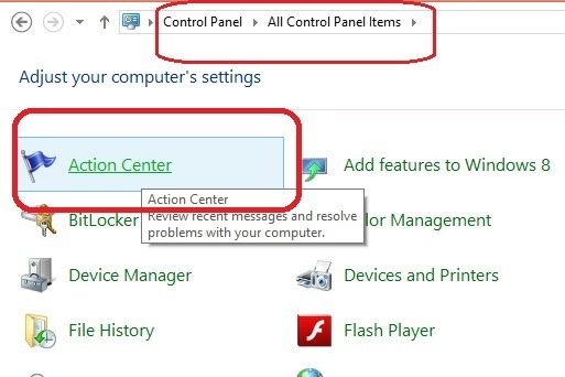control pannel me jane ke baad action center par click kare.jpg